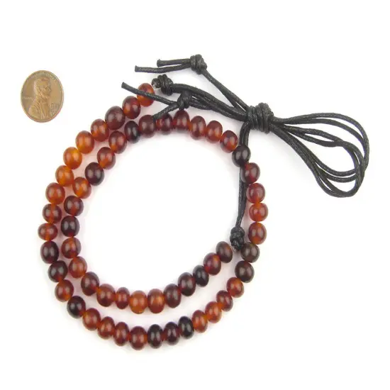 The Bead Chest Amber Round Horn Beads 8mm Brown 20 Inch Strand {2}