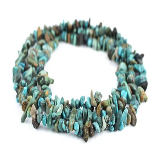 The Bead Chest Earthy Turquoise Chip Beads 34 Inch Strand 8mm Green Chips Gemstone 32-34 Inch Strand {3}