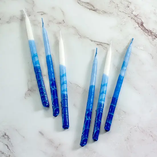 Rite Lite Blue and White Hanukkah Premium Hand Dipped Candles 5" {6}