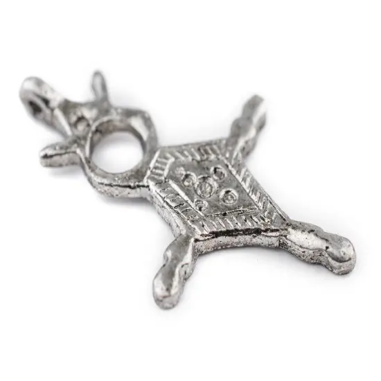 The Bead Chest Chalwa Silver Moroccan Tuareg Cross Pendant (28x46mm): North African Tribal Berber Moroccan Sahara Pendant for Jewelry {3}