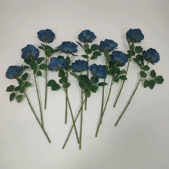 12 Pcs Artificial Roses for Wedding & Any Occasions Dusty blue {3}
