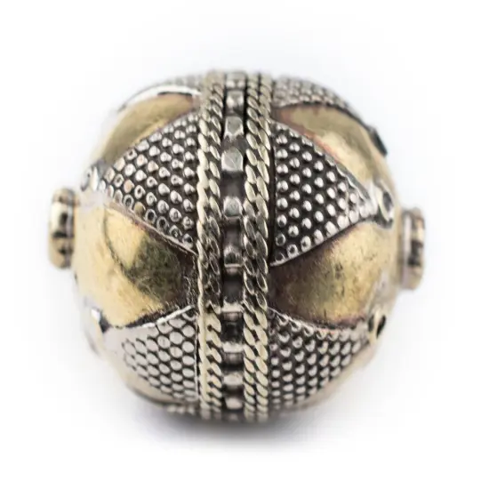 The Bead Chest Round Afghan Tribal Brass Bead (27x20mm) {2}