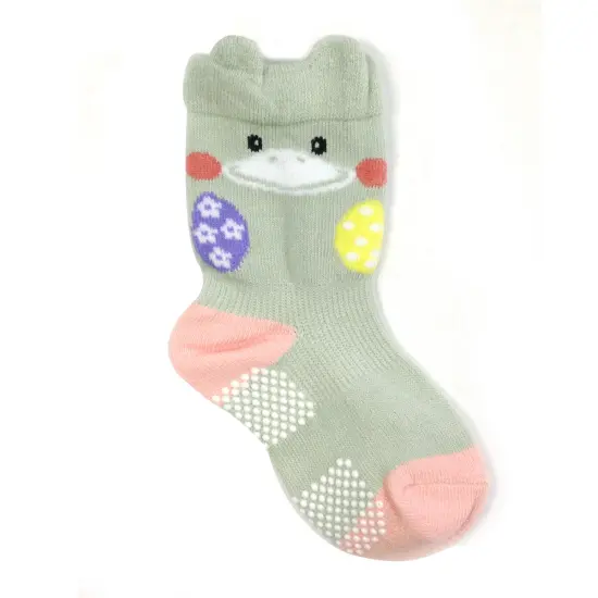 Wrapables Peek A Boo Animal Non-Skid Toddler Socks (Set of 6), Cat and Duck Large {3}
