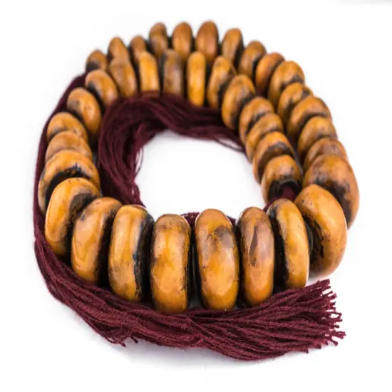 The Bead Chest Honey Moroccan Resin Beads Extra Large 37mm Morocco African Orange Round Large Hole 38 Inch Strand Handmade {5}