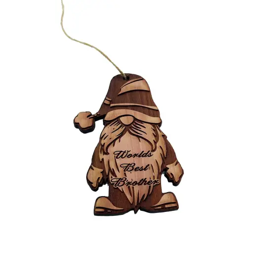 Christmas bearded gnome Worlds Best Brother - Cedar Ornament {1}