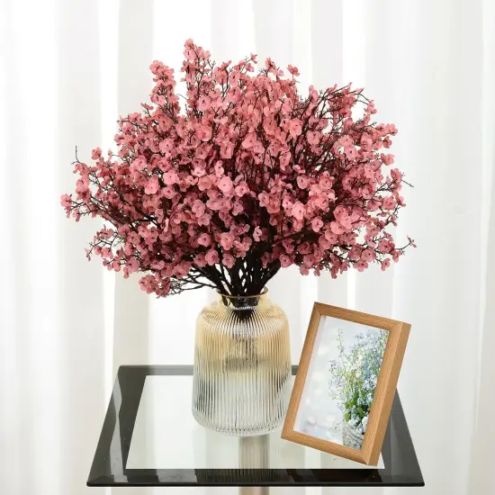 6 Bundles Baby's Breath: UV Resistant Faux Silk Bouquets Red {7}