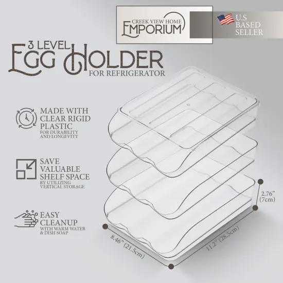 Creekview Home Emporium 3 Tier Stackable 48 Egg Holder for Refrigerator {2}