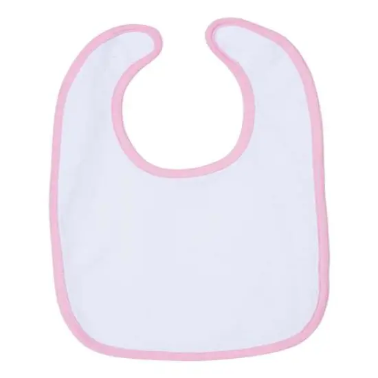 Rabbit Skins&reg; Infant Soft Contrast Trim Jersey Bib White/ pink {2}