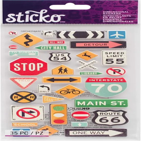 Sticko Road Signs Dimensional Puffy Stickers {1}