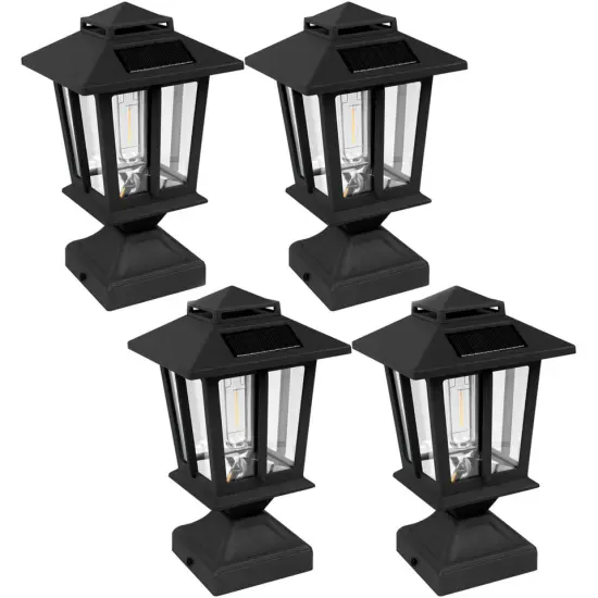 4pack Solar Post Lantern Waterproof Outdoor Deck Fence Post Cap Light for Garden Lawn {1}