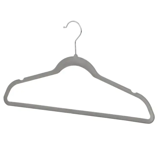 100PCS Gray Velvet Clothes Hangers Durable Plastic Hanger Suit/Shirt/Pants Hangers {1}