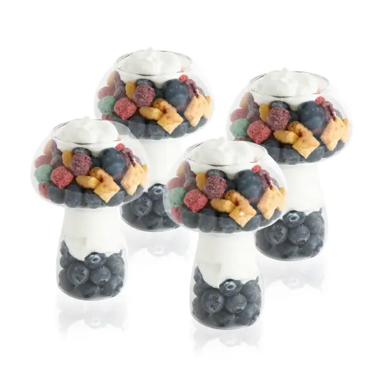 G Francis Mushroom Cocktail Glasses 4pk - 9oz Novelty Mushroom Shaped Glass Set {1}