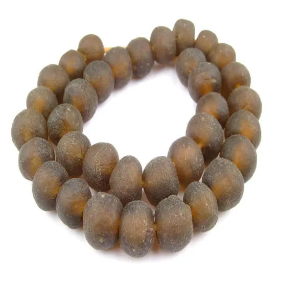 Jumbo Recycled Glass Beads, 21&ndash;25mm &ndash; African Sea Glass for Wall Hangings, Coffee Table Decor, Shelf Styling, and Home Accents &ndash; (Mocha) &ndash; The Bead Chest {3}