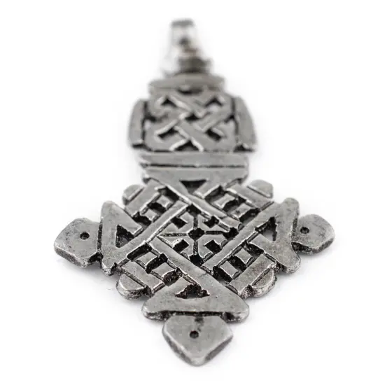 The Bead Chest Silver Ethiopian Coptic Cross Pendant, African Abyssinian Design, Orthodox Christian Pendant for Jewelry {5}