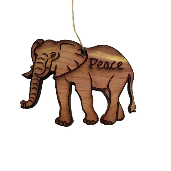 Elephant Peace - Cedar Ornament {1}