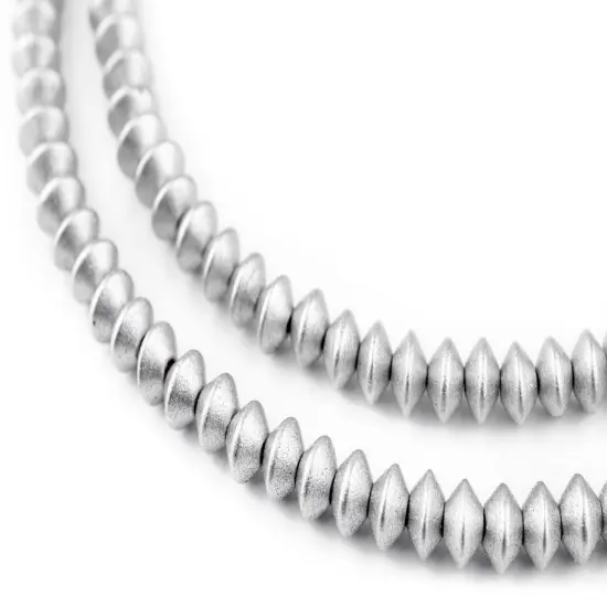 The Bead Chest Silver Bicone Natural Wood Beads (5x8mm): Organic Eco-Friendly Wooden Bead Strand for DIY Jewelry, Crafts, Necklace and Bracelet Making {1}