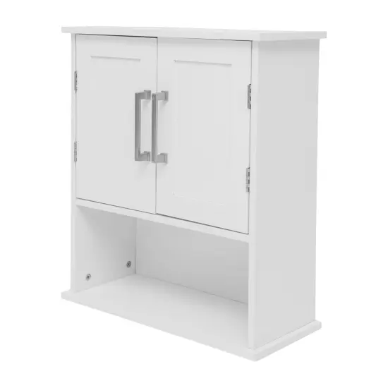 Merrick Lane Vigo Wall Mounted Bathroom Medicine Cabinet with Adjustable Cabinet Shelf, Lower Open Shelf, and Magnetic Closure Doors White {1}