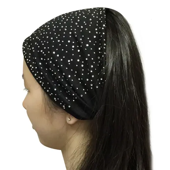 Wrapables Wide Headband Hair Accessory with Sparkles for Dress Up, Black {1}