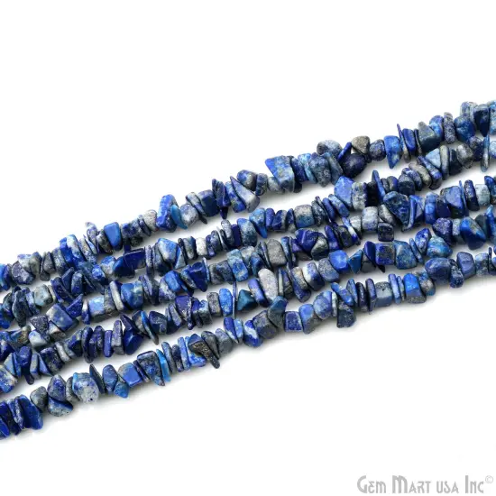Lapis Chip Beads, 34 Inch, Natural Chip Strands, Drilled Strung Nugget Beads, 7-10mm, Polished, GemMartUSA (CHLP-70004) {3}