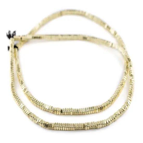 The Bead Chest Faceted Gold Color Square Beads 4mm, 16 Inch Strand Unusual Brass Large Hole {3}