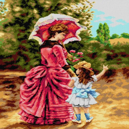 Needlepoint canvas for halfstitch without yarn after Charles Cres - Mother and Child 2907R {1}