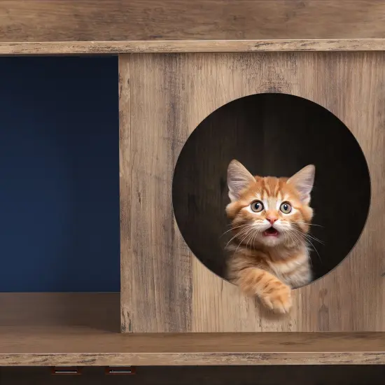 Litter Box Enclosure with Storage Shelves Light brown {6}