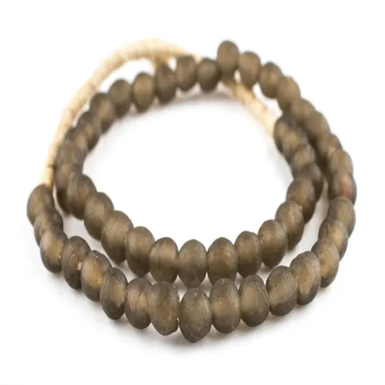 The Bead Chest Dark Brown Recycled Glass Beads 11mm Ghana African Sea Glass Round Large Hole 25 Inch Strand Handmade Fair Trade {3}