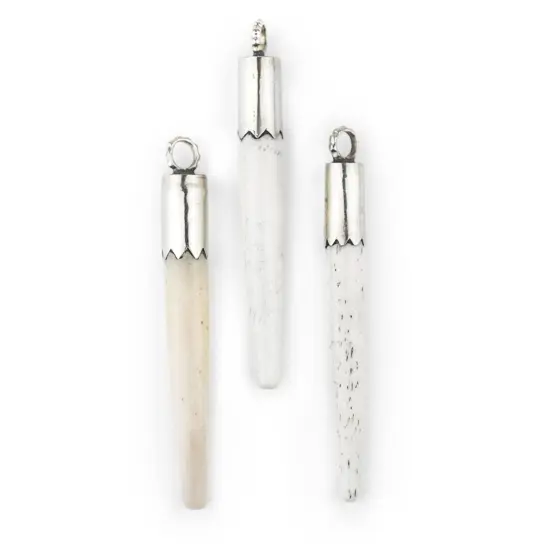 The Bead Chest Bezeled Bone Tooth Pendant 65mm Nepal White Large Hole {4}