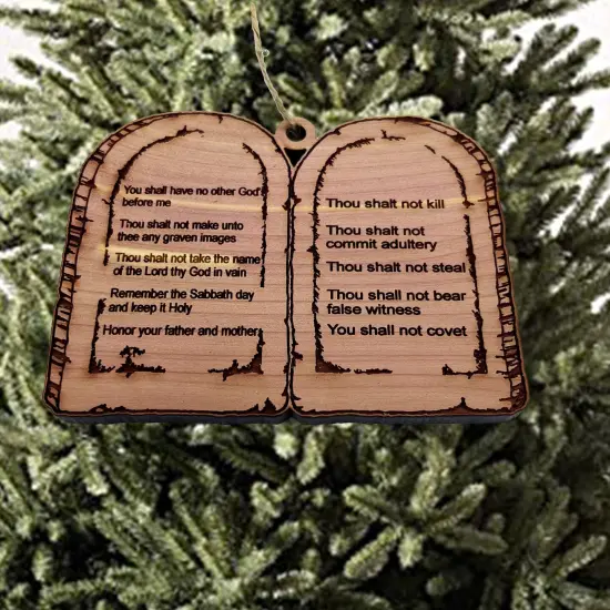 10 Commandments - Cedar Ornament {3}