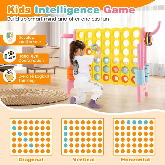 Costway Jumbo 4-to-Score 4 in A Row Giant Game Set with Stickers for Kids Adults Family Fun Red/Yellow {6}