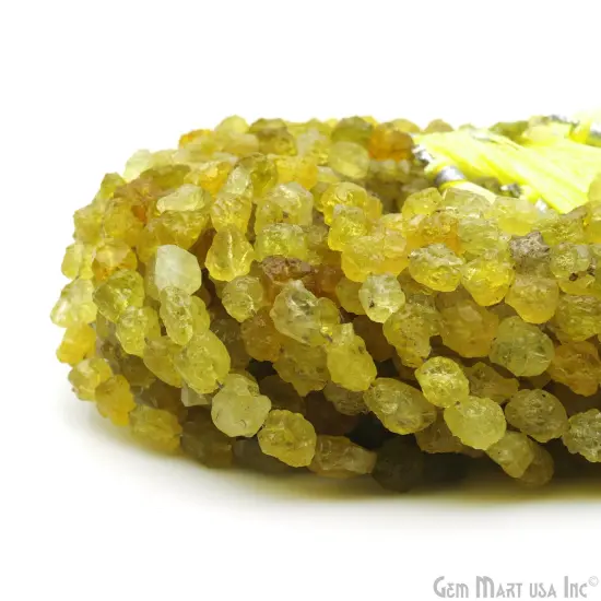 Lemon Topaz Rough Nugget Chunks, Natural Gemstone Beads, Drilled Raw Strands, 7x5mm (Approx), 8 inch, GemMartUSA (DRLT-70052) {5}