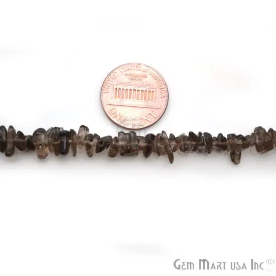 Smokey Topaz Chip Beads, 34 Inch, Natural Chip Strands, Drilled Strung Nugget Beads, 3-7mm, Polished, GemMartUSA (CHST-70001) {2}