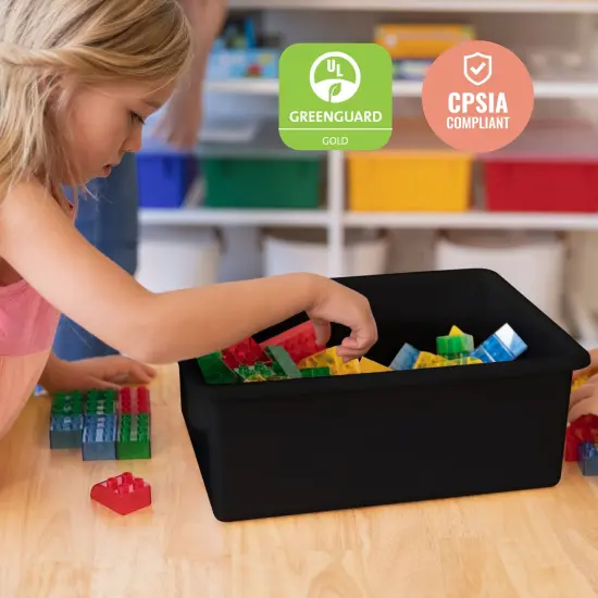 Letter Size Deep Tray with Lid, Storage Bin, 10-Piece Black {6}