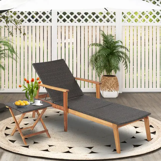 Patio Rattan Lounge Chair with 4-Position Adjustable Backrest {6}