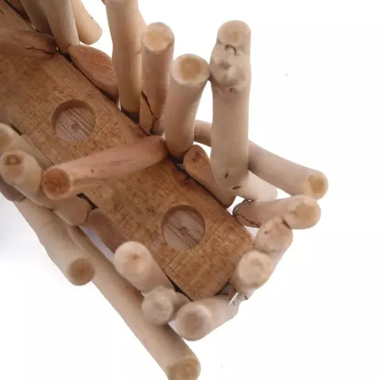 NATURAL 7" tall Wood Rustic Stand Glass Tubes Flower Vase Holder {4}