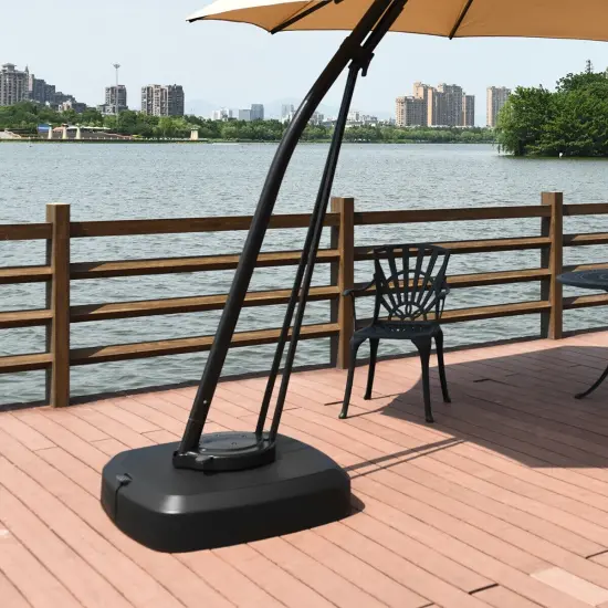 Patio Cantilever Offset Umbrella Base With Wheels For Garden Poolside Deck {6}