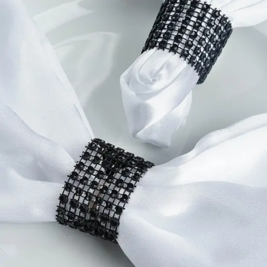 20-Pieces Diamond Rhinestone Mesh Napkin Rings Black {1}