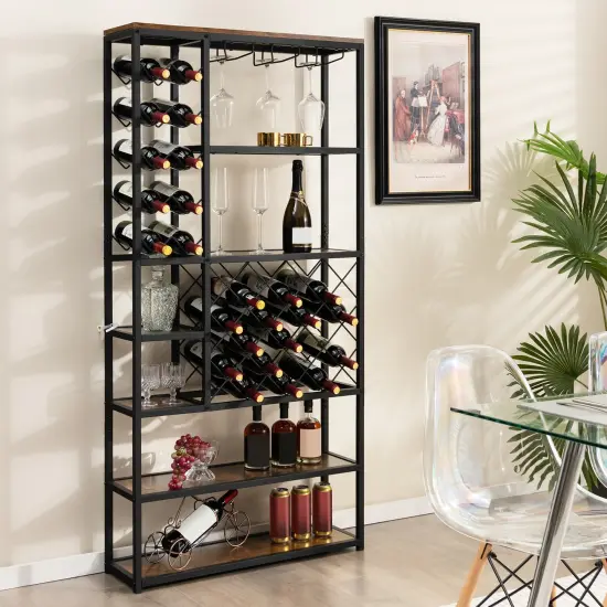 Industrial Floor Wine Rack With 3 Rows Of Stemware Racks {1}
