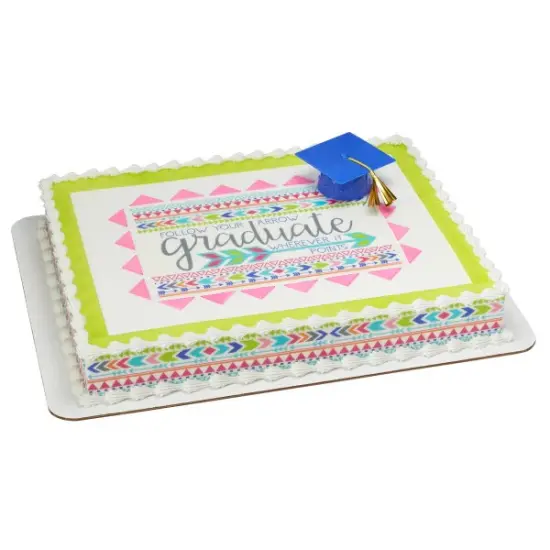 Graduation Blue Grad Cap with Tassels Layon Cake {1}
