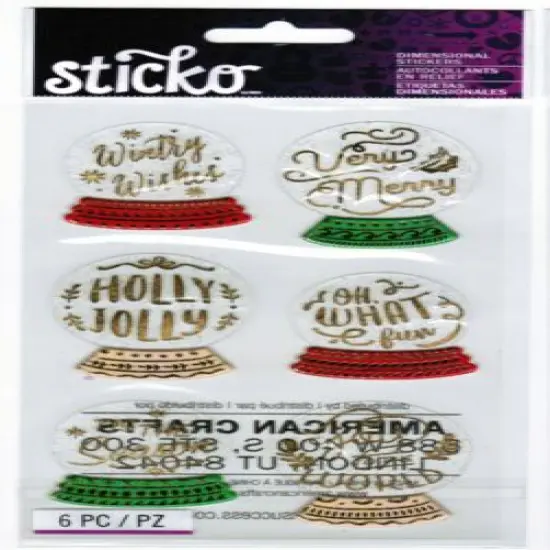 Sticko Snowglobe Sentiments Dimensional Stickers {1}