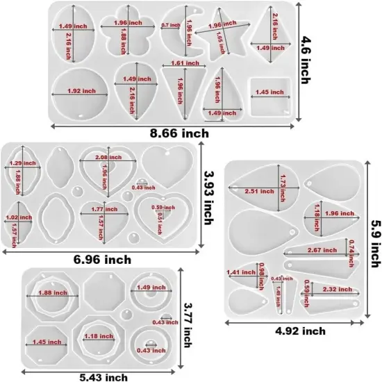 5 Pcs Large Resin Earrings Mold Set {4}