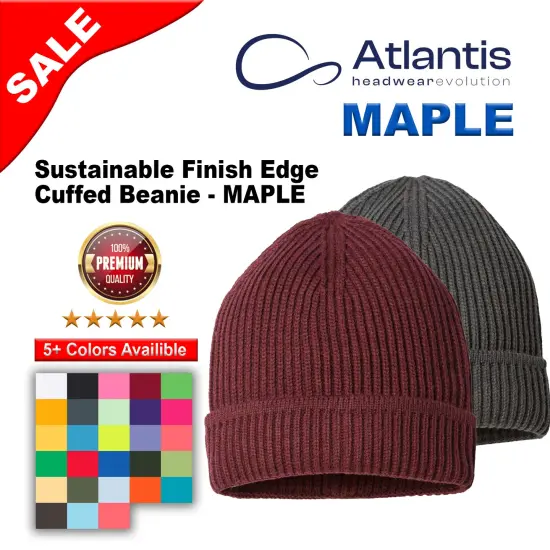 Atlantis Headwear&reg; Sustainable Finish Edge Cuffed Beanie Mustard yellow {2}