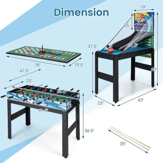 14-in-1 Combo Game Table Set Multi Game Table With Foosball {5}