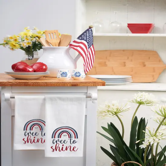 Free To Shine Patriotic Rainbow Kitchen Towel Dishtowel Decor {4}
