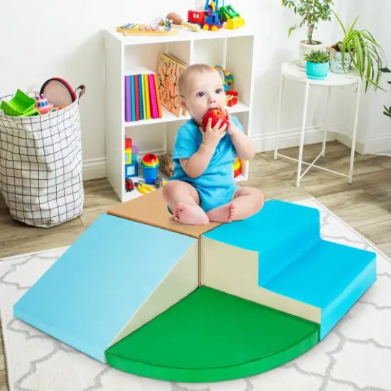 4 Pieces Indoor Toddler Playtime Corner Climber Play Set-blue {1}