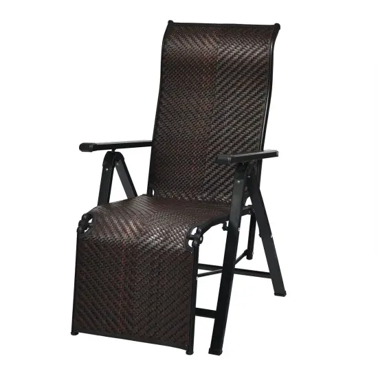 Patio Back Adjustable Rattan Folding Lounge Recliner {4}
