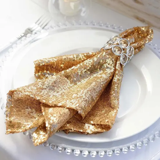 20" Sequined Napkin for Wedding Party Gold {2}