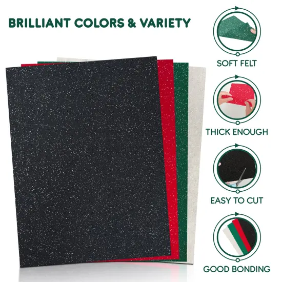 FabricLA | 9x12 inches Glitter Acrylic Felt Fabric Sheets | 1.6mm Thick 5 pieces black {3}