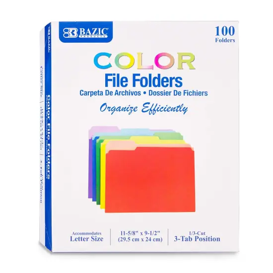 100/bx File Folder Letter Color 1/3 Tab Cut {1}