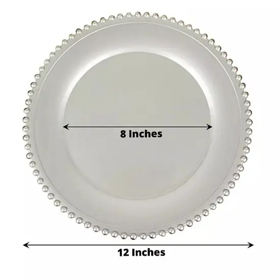 24 Silver 12" Round Beaded Rim Charger Plates {4}
